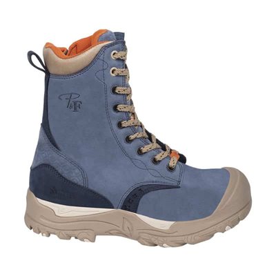 Botte 8" avec embout et semelle en acier imperméable Bleu